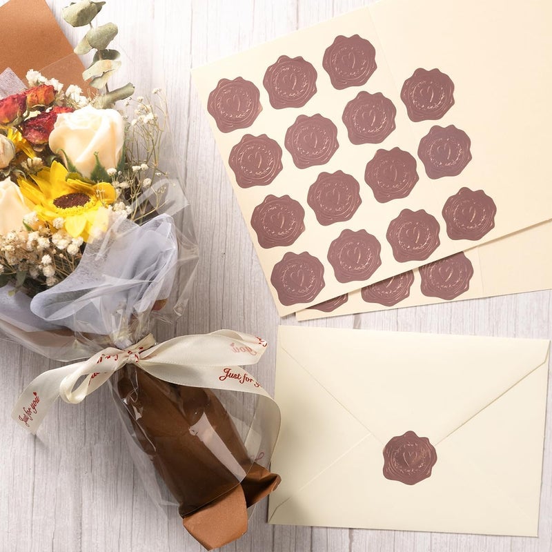 Homtable 300 Pieces Embossed Gold Foil Stickers Gold Stickers for Envelopes, Wedding Invitations, Christmas Greeting Cards Envelopes (Rose Gold Heart-Love) - Image 4